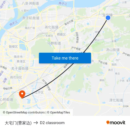 大宅门(曹家边) to D2 classroom map