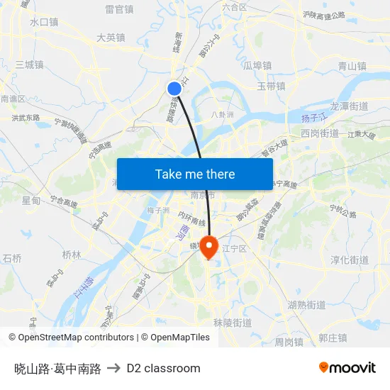 晓山路·葛中南路 to D2 classroom map