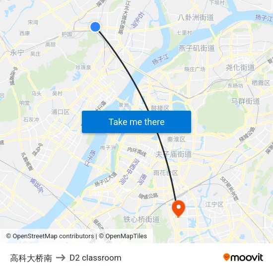 高科大桥南 to D2 classroom map
