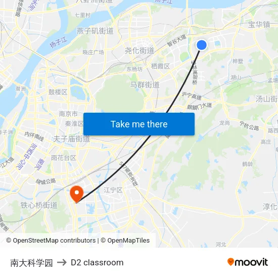 Nanjing University Science Park to D2 classroom map