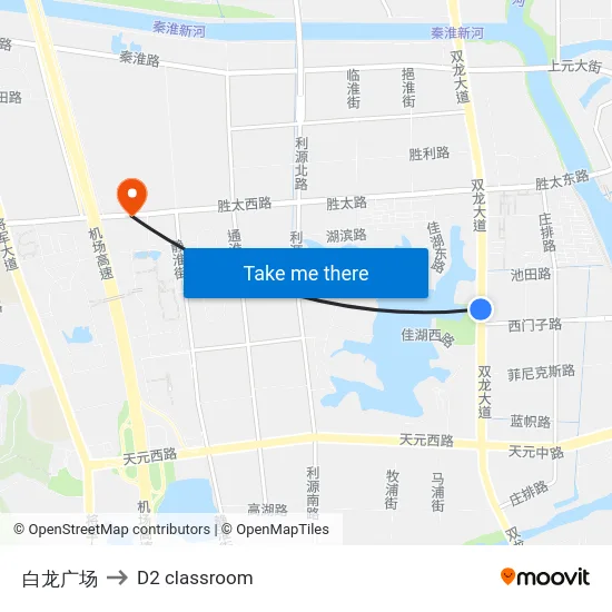 白龙广场 to D2 classroom map