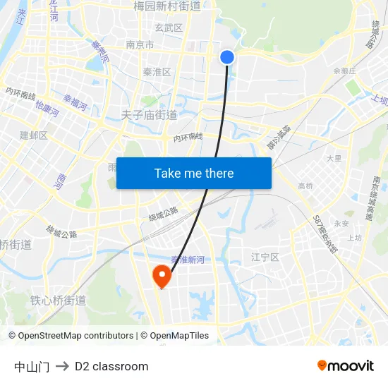 中山门 to D2 classroom map