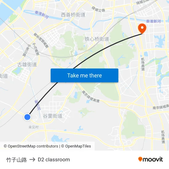 竹子山路 to D2 classroom map