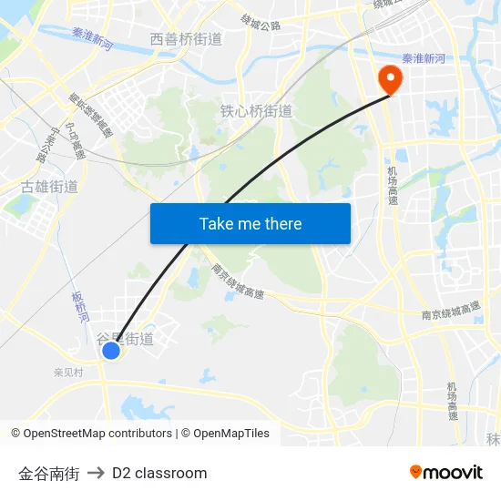 金谷南街 to D2 classroom map
