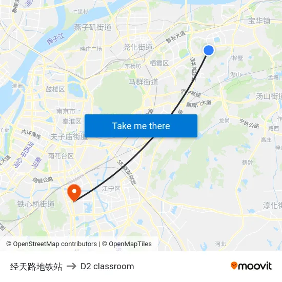 经天路地铁站 to D2 classroom map
