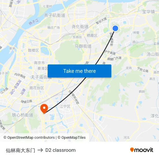仙林南大东门 to D2 classroom map
