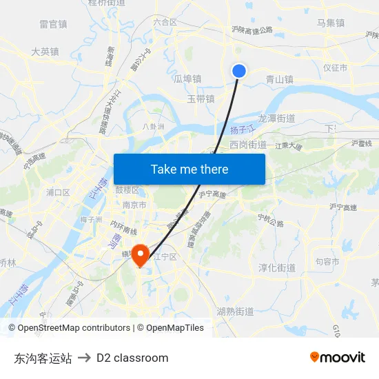 东沟客运站 to D2 classroom map