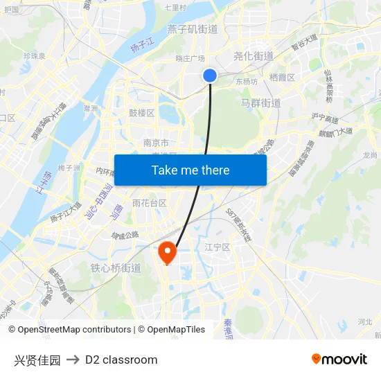 兴贤佳园 to D2 classroom map