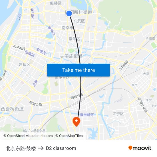 北京东路·鼓楼 to D2 classroom map