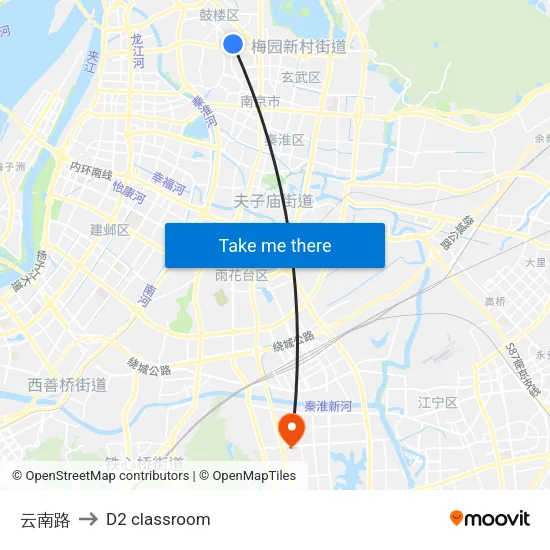 云南路 to D2 classroom map