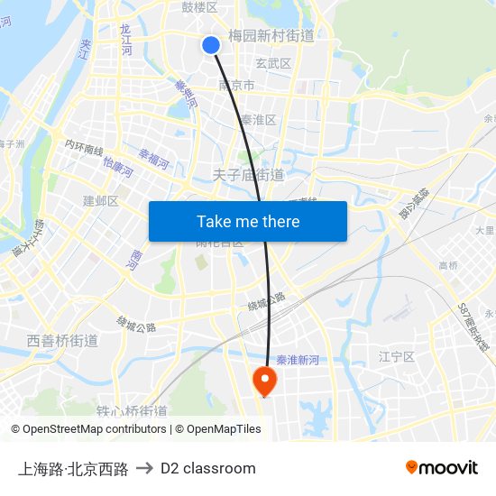 上海路·北京西路 to D2 classroom map