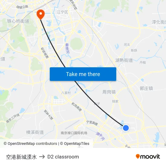 空港新城溧水 to D2 classroom map