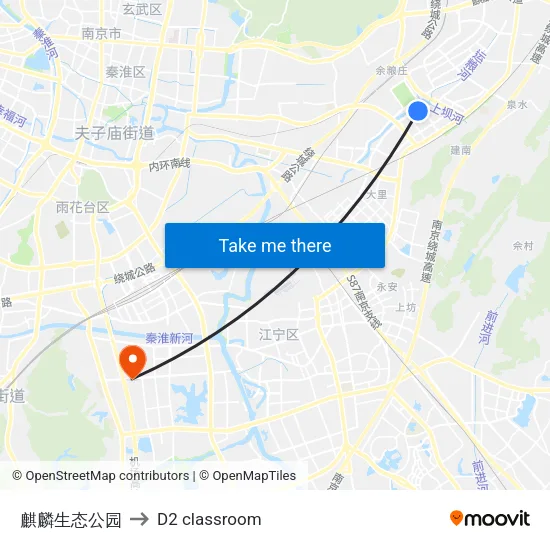 Qilin Ecological Park to D2 classroom map