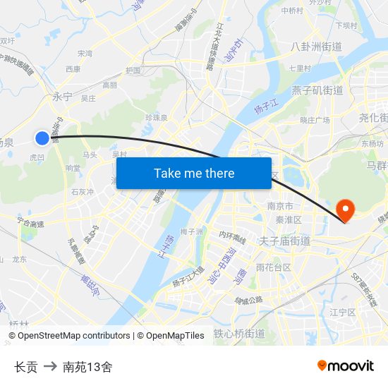 长贡 to 南苑13舍 map