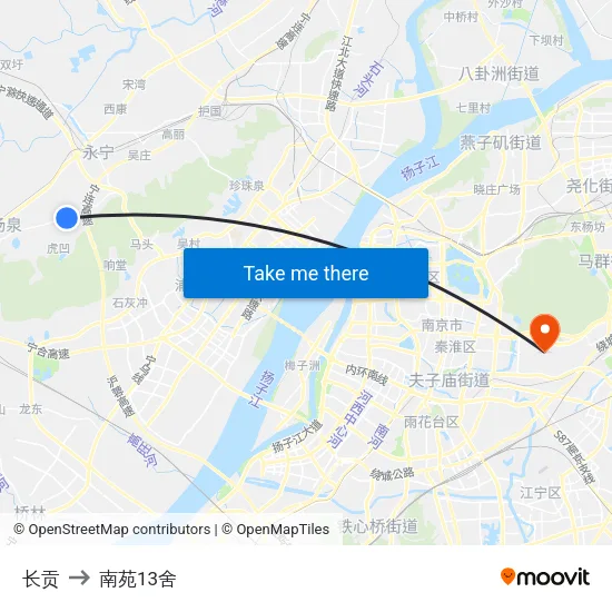 长贡 to 南苑13舍 map