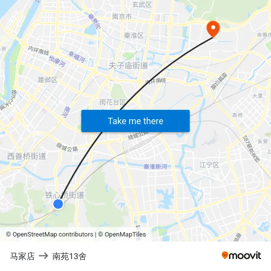 马家店 to 南苑13舍 map