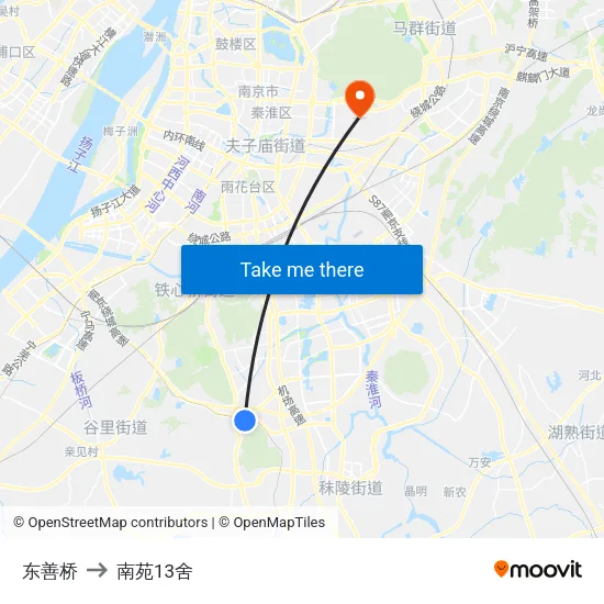 东善桥 to 南苑13舍 map