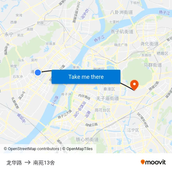 龙华路 to 南苑13舍 map