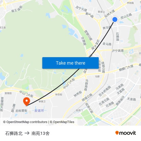 石狮路北 to 南苑13舍 map