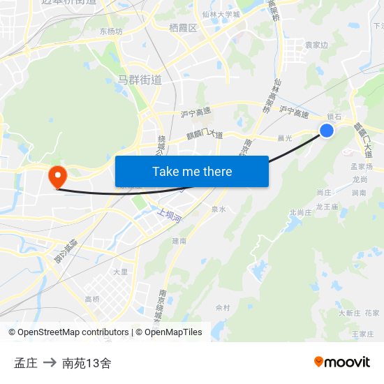 孟庄 to 南苑13舍 map