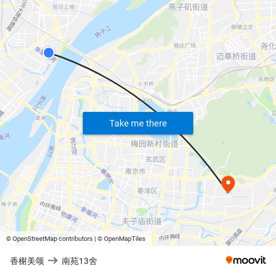 香榭美颂 to 南苑13舍 map