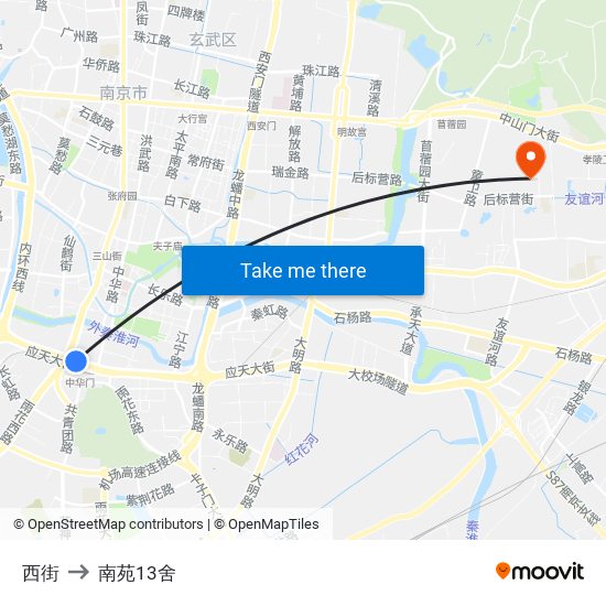 西街 to 南苑13舍 map