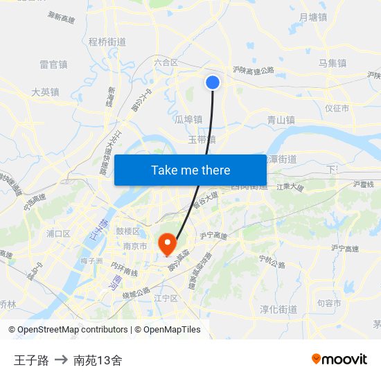王子路 to 南苑13舍 map