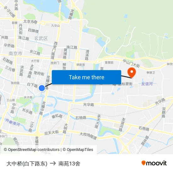大中桥(白下路东) to 南苑13舍 map