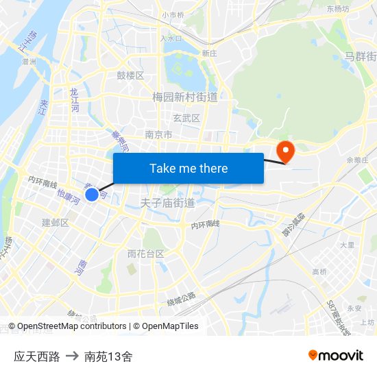 应天西路 to 南苑13舍 map
