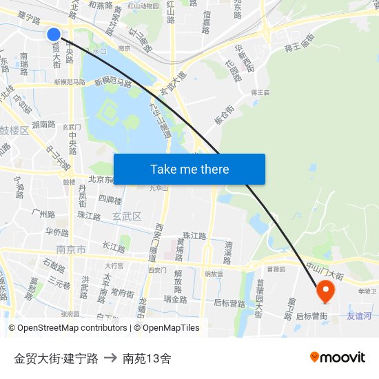 金贸大街·建宁路 to 南苑13舍 map