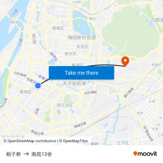 相子桥 to 南苑13舍 map