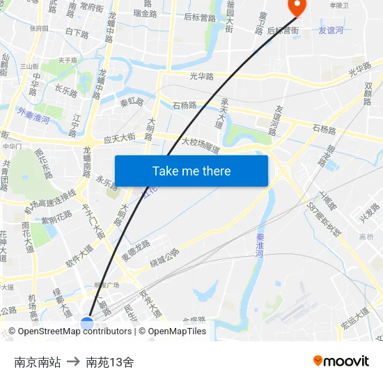 南京南站 to 南苑13舍 map