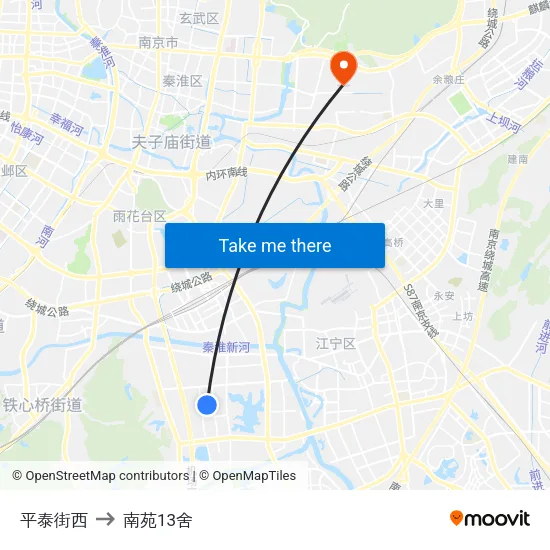 平泰街西 to 南苑13舍 map