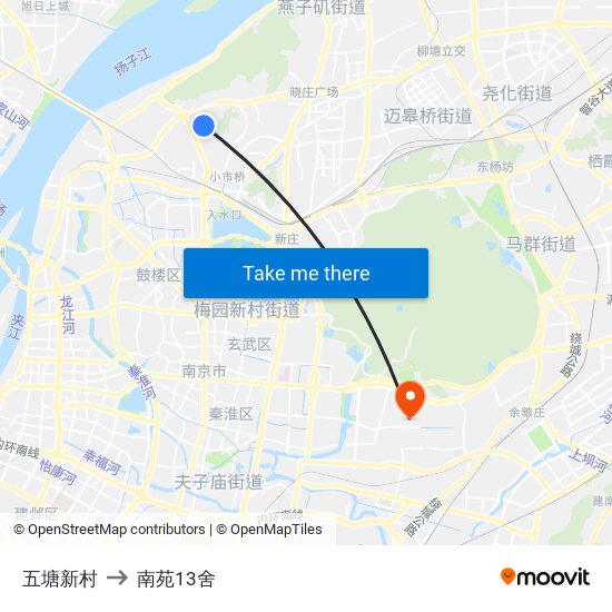 五塘新村 to 南苑13舍 map