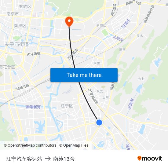 江宁汽车客运站 to 南苑13舍 map