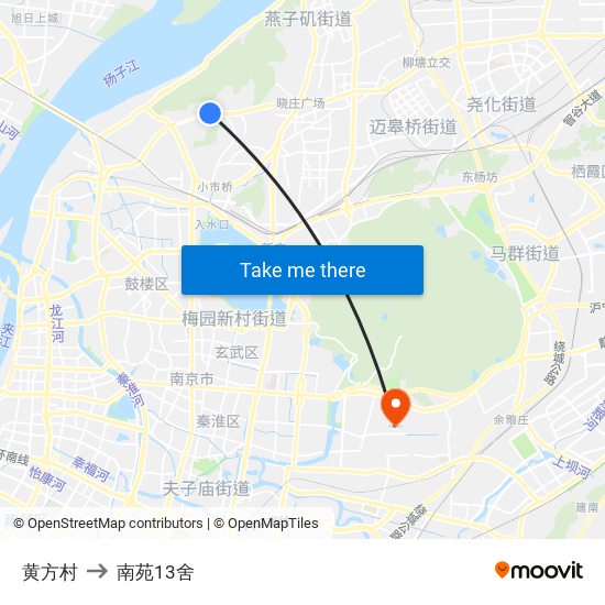 黄方村 to 南苑13舍 map