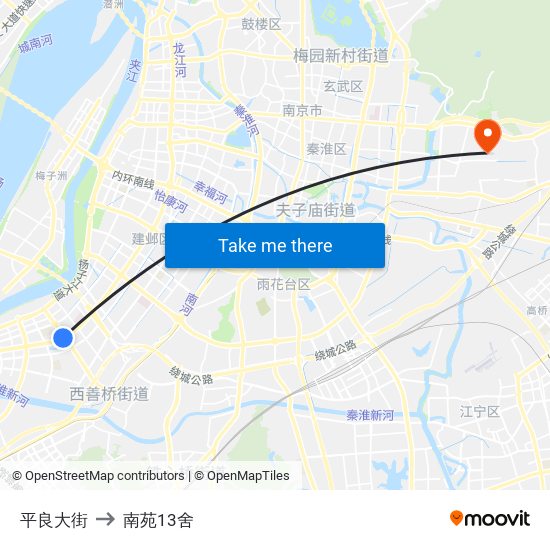 平良大街 to 南苑13舍 map