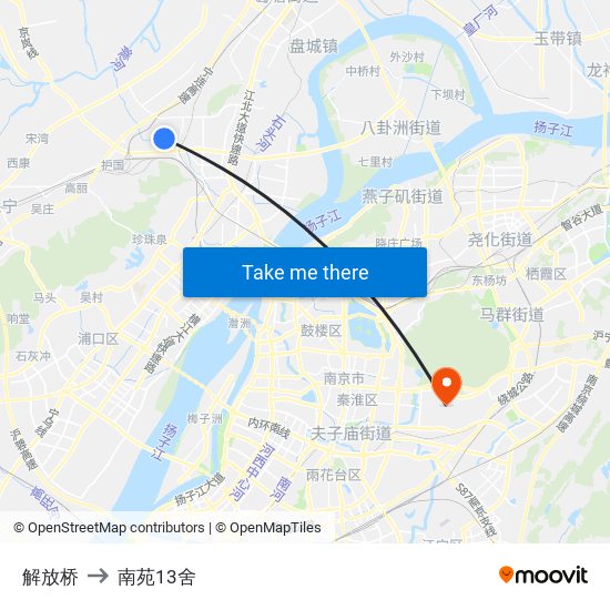 解放桥 to 南苑13舍 map