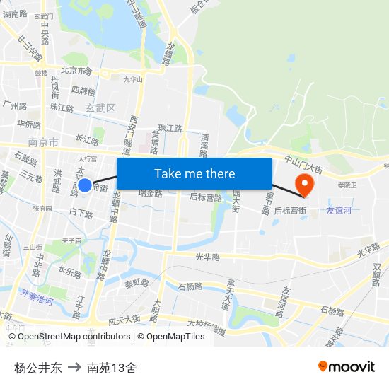 杨公井东 to 南苑13舍 map