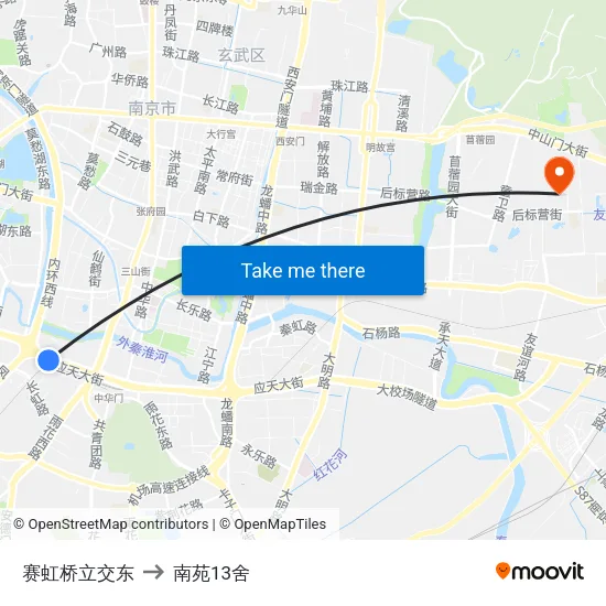 赛虹桥立交东 to 南苑13舍 map