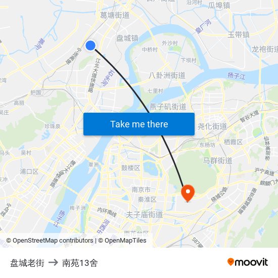 盘城老街 to 南苑13舍 map