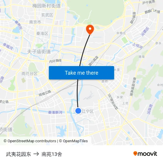 武夷花园东 to 南苑13舍 map