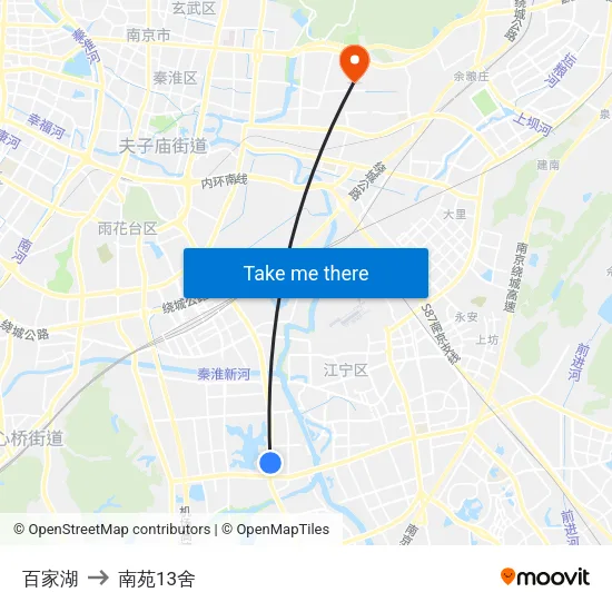 百家湖 to 南苑13舍 map