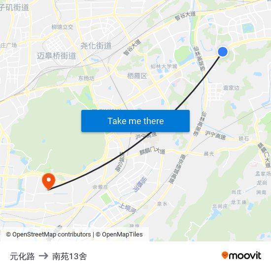 元化路 to 南苑13舍 map