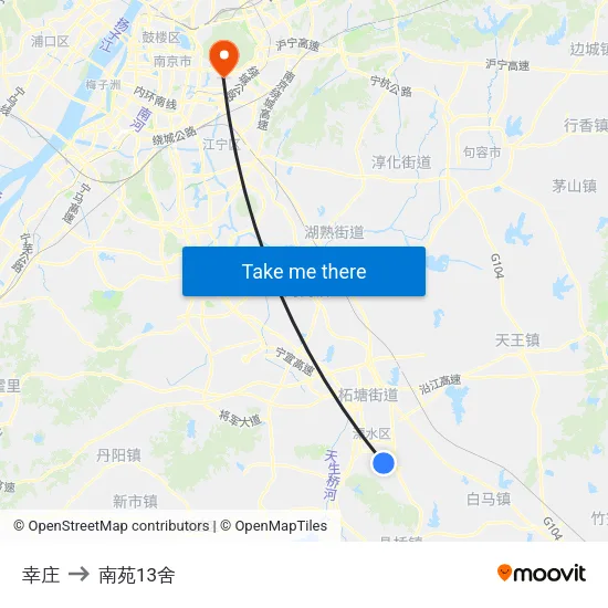 幸庄 to 南苑13舍 map