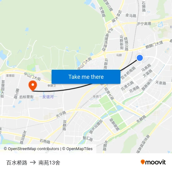 百水桥路 to 南苑13舍 map