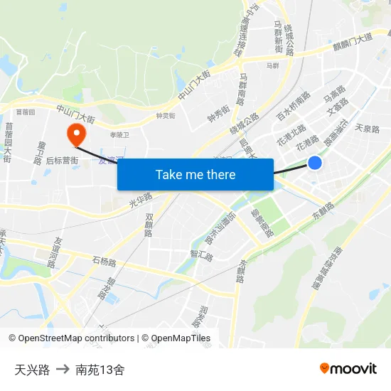 天兴路 to 南苑13舍 map