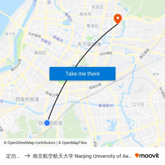 定坊工业园 to 南京航空航天大学 Nanjing University of Aeronautics and Astronautics map