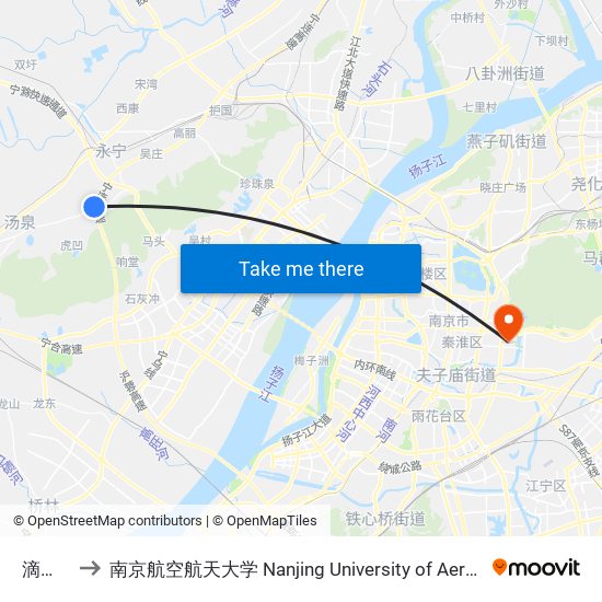 滴水珠西 to 南京航空航天大学 Nanjing University of Aeronautics and Astronautics map