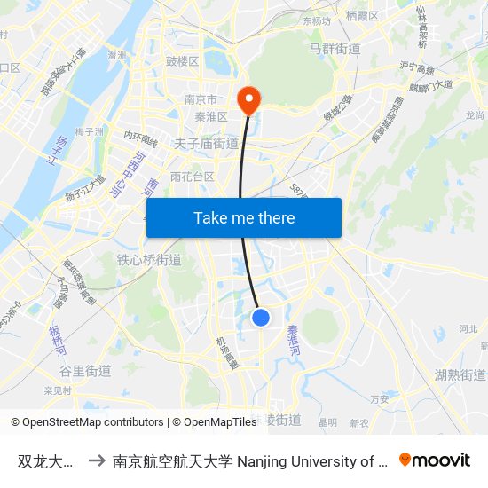 双龙大道九竹路 to 南京航空航天大学 Nanjing University of Aeronautics and Astronautics map